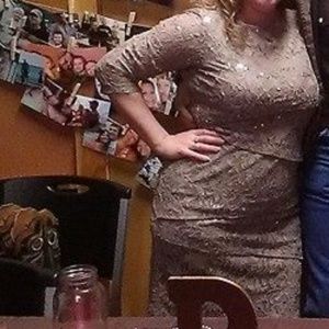 Tan Multi Layer Lace Dress